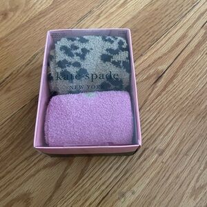 Kate Spade Pink and Leopard Cozy plush Socks